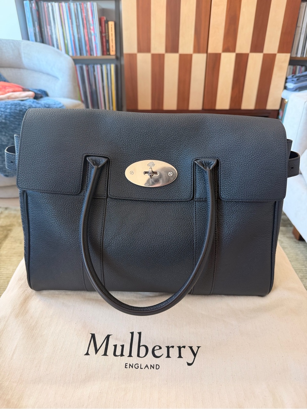 Mulberry Navy Leather Bayswater Tote